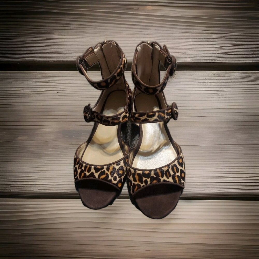 Ann Taylor Ivette Hcalf Mary Jane Flat M Size 6.5 Multi Brown‎ Summer Sandals